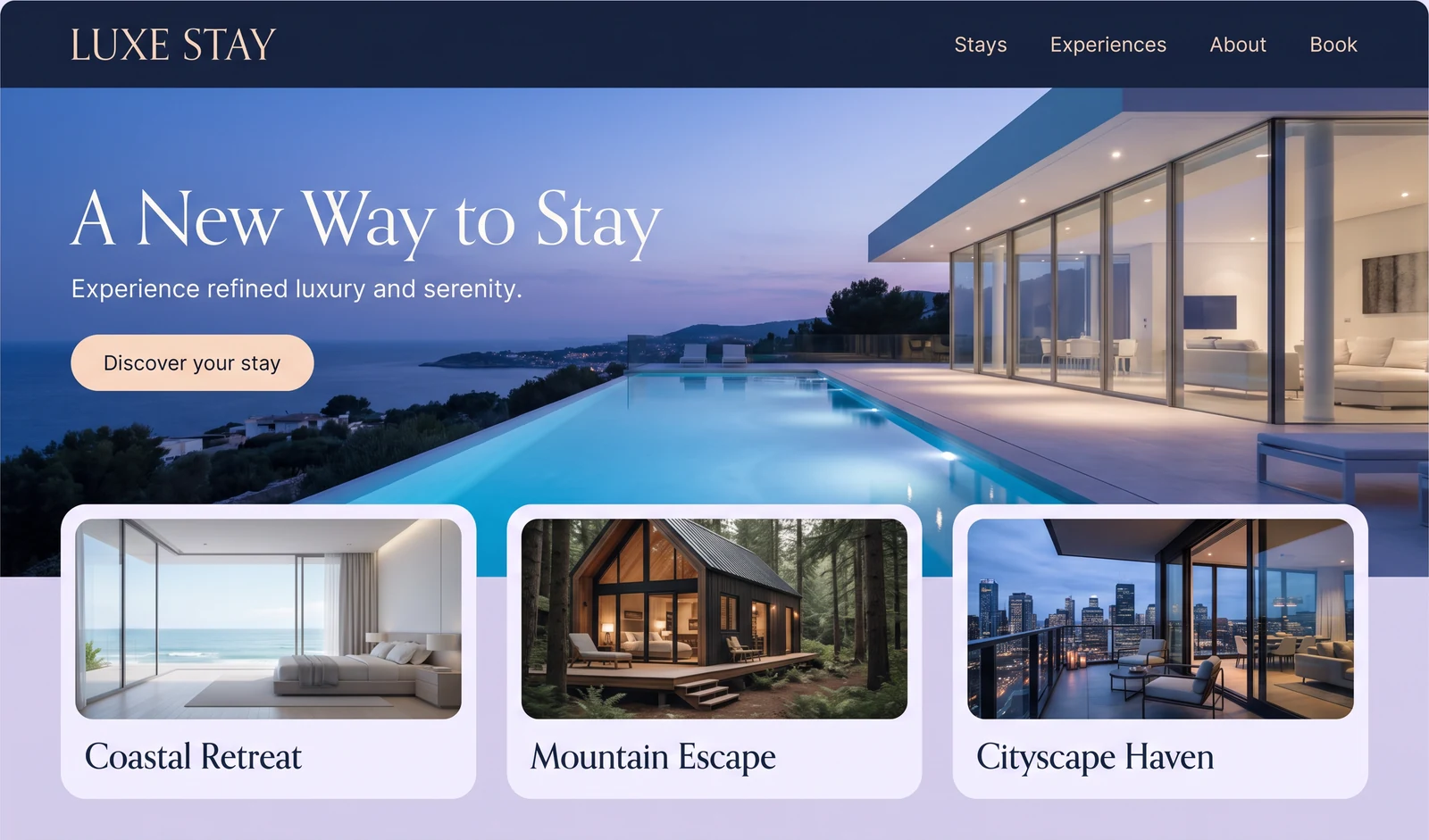 Luxe Stay concept, custom art direction